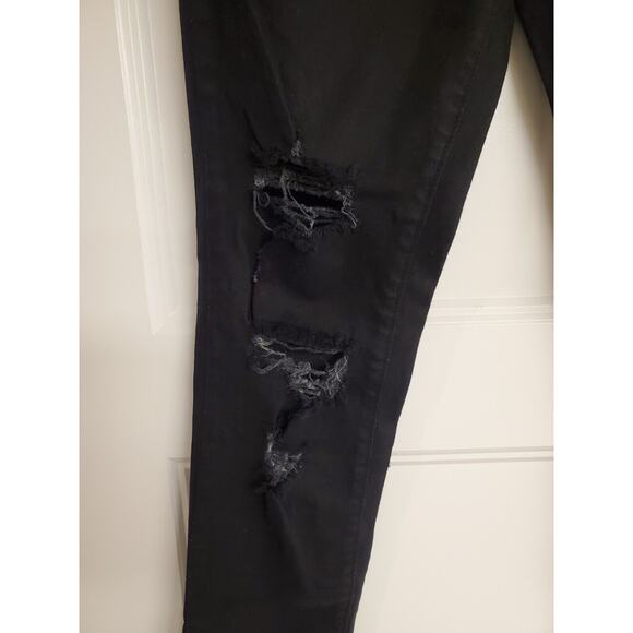 Women's Flying Monkey Mid Rise Skinny Distressed Black Denim Jeans | Size 26 - Picture 4 of 10